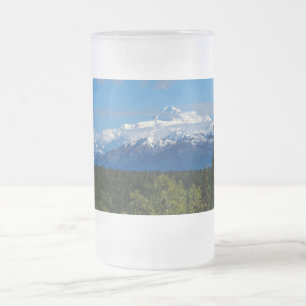 Taza De Cristal Esmerilado Mt. McKinley de Alaska: Cerveza de vidrio escarcha