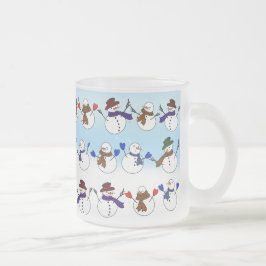 Taza De Cristal Esmerilado Muchos Navidades Snowmen