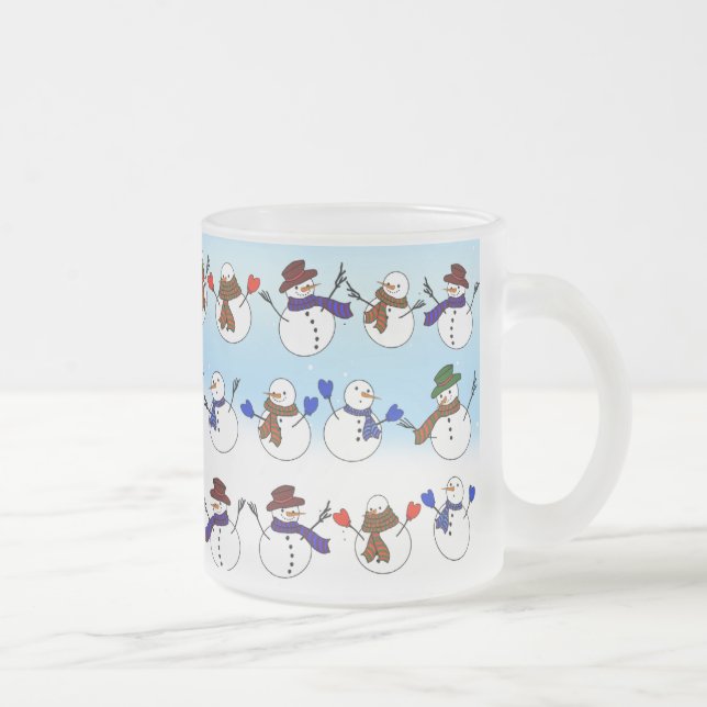 Taza De Cristal Esmerilado Muchos Navidades Snowmen (Derecha)