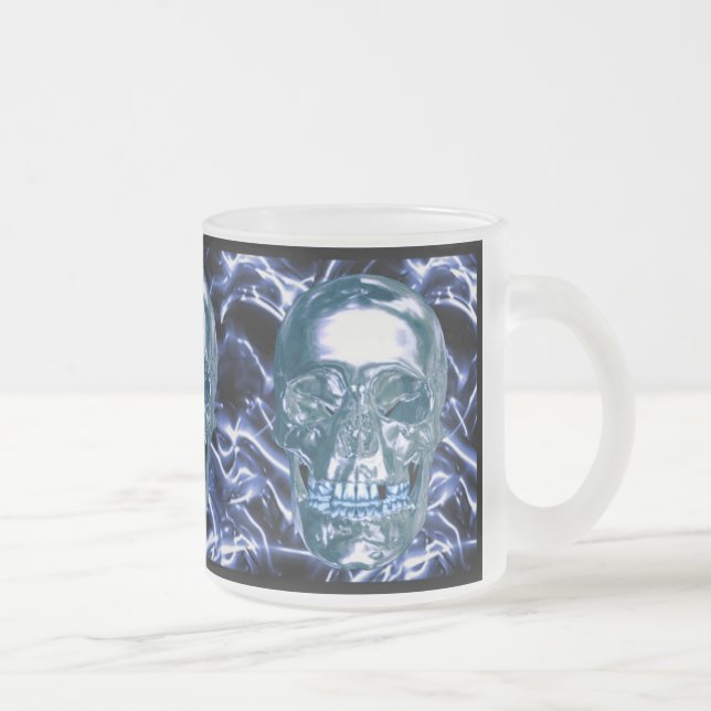 Taza De Cristal Esmerilado Muerco de cráneo de cromo azul eléctrico (Derecha)