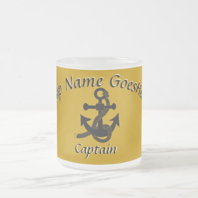 Taza De Cristal Esmerilado Mug - Anclaje con texto curvo en negro (Centro)