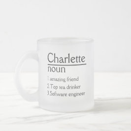 Taza De Cristal Esmerilado Mug blanco de definición de nombre personalizada