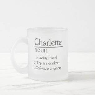 Taza De Cristal Esmerilado Mug blanco de definición de nombre personalizada