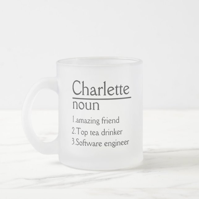 Taza De Cristal Esmerilado Mug blanco de definición de nombre personalizada (Izquierda)