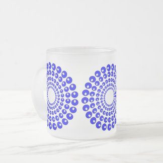 Taza De Cristal Esmerilado Mug - Círculos concéntricos en cuentas azules