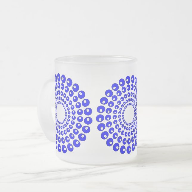 Taza De Cristal Esmerilado Mug - Círculos concéntricos en cuentas azules (Anverso izquierdo)