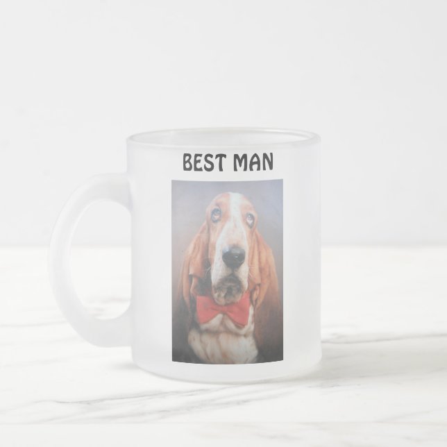 Taza De Cristal Esmerilado Mug con el mejor hombre del hebión basset (Izquierda)