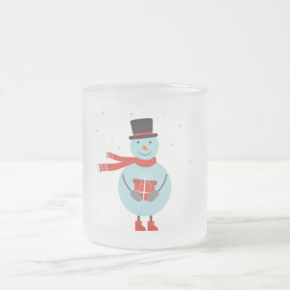 Taza De Cristal Esmerilado Mug con muñeco de nieve. Navidades atragantan.