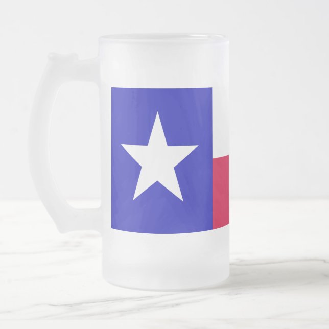 Taza De Cristal Esmerilado Mug de cerveza de bandera de Texas (Izquierda)