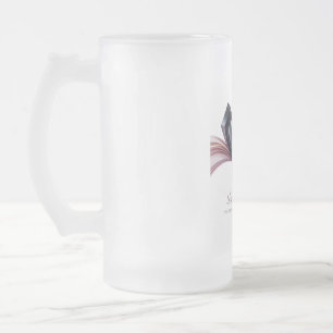 Taza De Cristal Esmerilado Mug de corazón negro rosado
