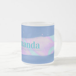 Taza De Cristal Esmerilado Mug de esparkles azules de luces boreales personal