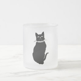 Taza De Cristal Esmerilado Mug de gato negro vintage
