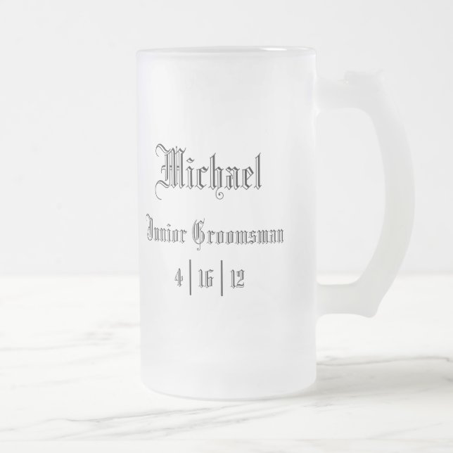 Taza De Cristal Esmerilado Mug de Groomsman Junior Personalizado (Derecha)