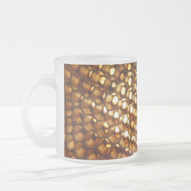 Taza De Cristal Esmerilado Mug de Honeycomb, regalo perfecto para el apiculto (Izquierda)