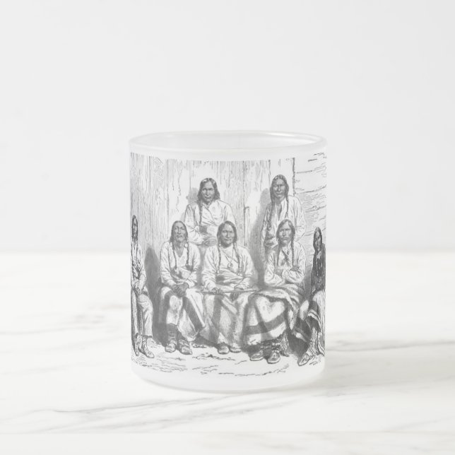 Taza De Cristal Esmerilado Mug de indios estadounidenses (Centro)