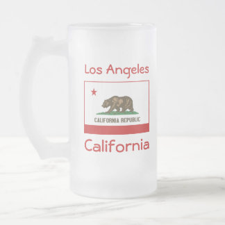 Taza De Cristal Esmerilado Mug de la ciudad del mapa de bandera de California