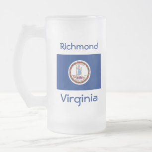 Taza De Cristal Esmerilado Mug de la ciudad del mapa de bandera de Virginia