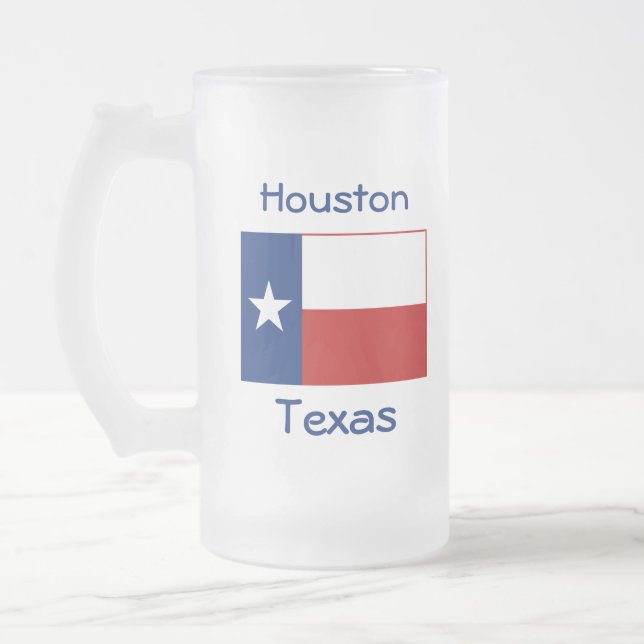 Taza De Cristal Esmerilado Mug. de la ciudad del mapa de la bandera de Texas (Izquierda)