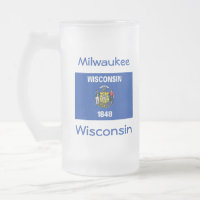 Mug de la ciudad del mapa de la bandera de Wiscons