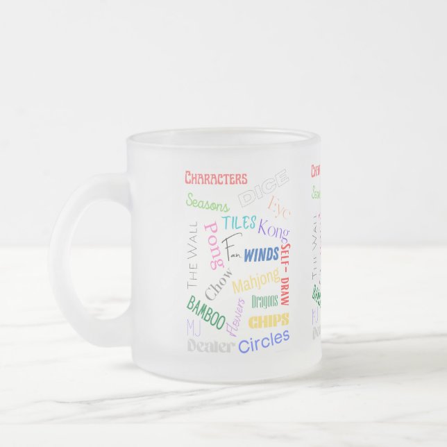 Taza De Cristal Esmerilado Mug de palabras Mahjong escarchadas (Izquierda)