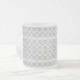 Taza De Cristal Esmerilado Mug de patrón de arte de línea blanca y negra sin