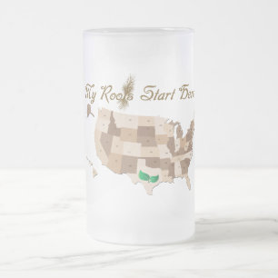 Taza De Cristal Esmerilado Mug. de raíces del patrimonio