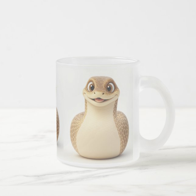 Taza De Cristal Esmerilado Mug de serpiente sonriente con suerte (Derecha)