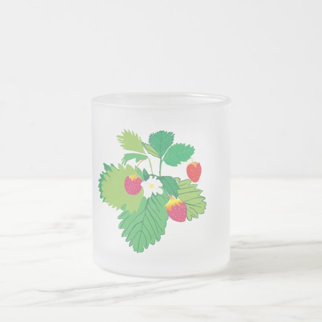Taza De Cristal Esmerilado Mug de vidrio de fresas silvestres (Centro)