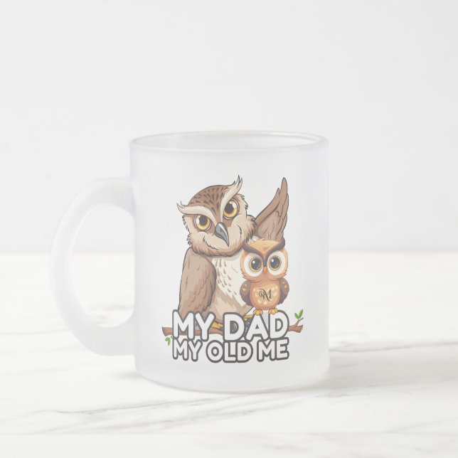 Taza De Cristal Esmerilado Mug de vidrio escarchado 10oz : Mi papá me viejo (Izquierda)