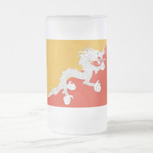 Taza De Cristal Esmerilado Mug de vidrio escarchado con bandera de Bután