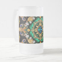 Mug de vidrio escarchado con diseño de colores bra