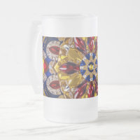 Mug de vidrio escarchado con diseño de colores col