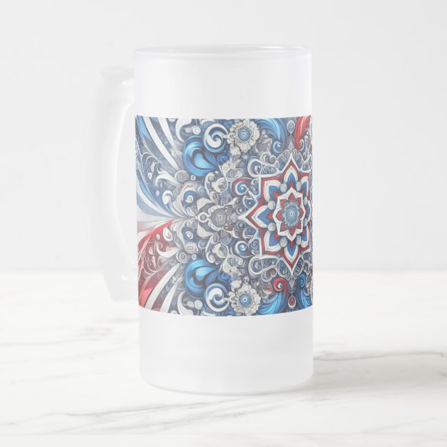 Taza De Cristal Esmerilado Mug de vidrio escarchado con diseño de colores fra (Anverso izquierdo)