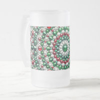 Mug de vidrio escarchado con diseño de colores ita