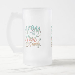 Taza De Cristal Esmerilado Mug de vidrio escarchado de 16 oz - "Mamá: el cora