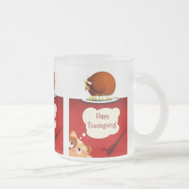 Taza De Cristal Esmerilado Mug de vidrio escarchado de Acción de Gracias