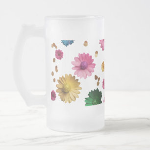 Taza De Cristal Esmerilado Mug de vidrio escarchado - Diseño de explosión flo