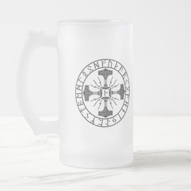 Taza De Cristal Esmerilado Mug de vidrio escarchado, Valhalla Oliver | Mjolln (Izquierda)