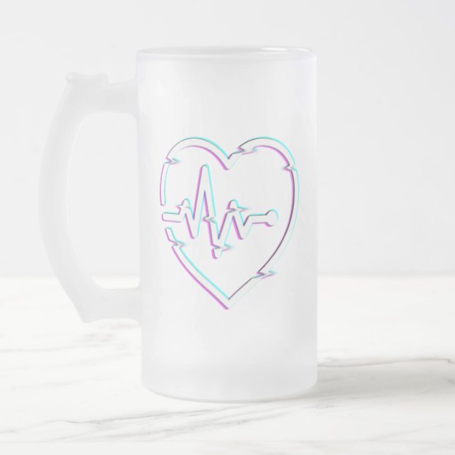 Taza De Cristal Esmerilado Mug de vidrio escarpado para revisión cardíaca (Izquierda)