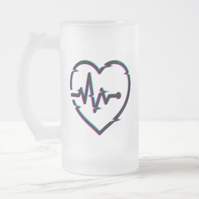 Taza De Cristal Esmerilado Mug de vidrio escarpado para revisión cardíaca (Izquierda)