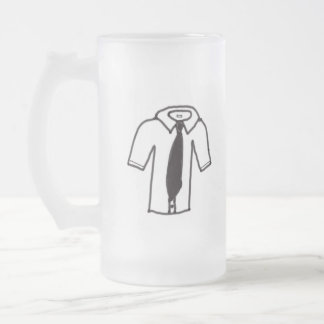 Taza De Cristal Esmerilado Mug escarcha con Camisa Blanca y Negra con Tie