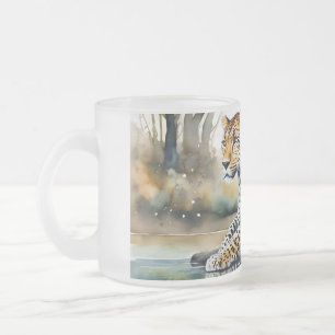 Taza De Cristal Esmerilado Mug escarcha con leopardo de la incubación