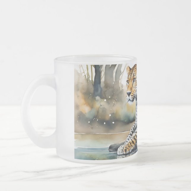 Taza De Cristal Esmerilado Mug escarcha con leopardo de la incubación (Izquierda)