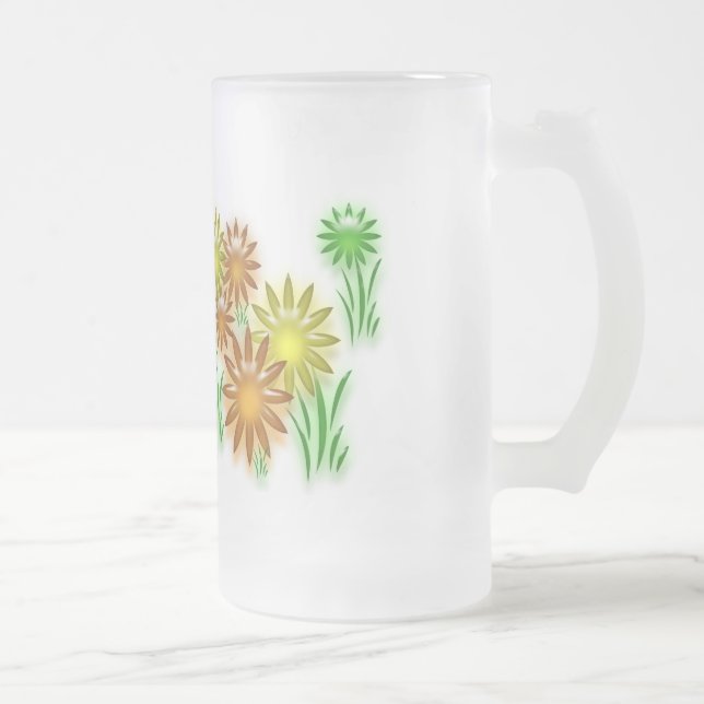 Taza De Cristal Esmerilado Mug - Flores de neón (Derecha)