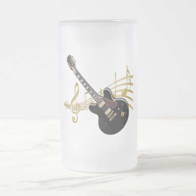 Taza De Cristal Esmerilado Mug. frotada de guitarra (Centro)