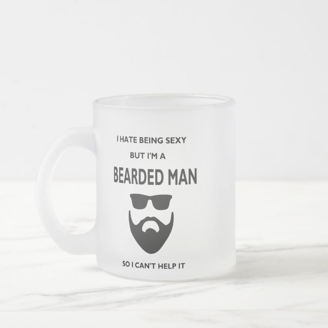 Taza De Cristal Esmerilado Mug. hombre con barba (Izquierda)
