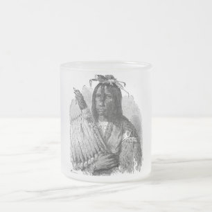 Taza De Cristal Esmerilado Mug Jefe Indio