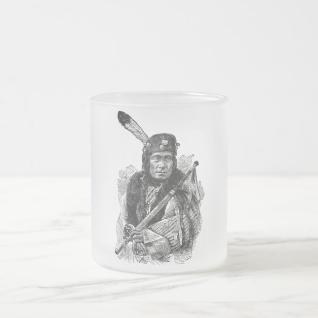 Taza De Cristal Esmerilado Mug Jefe Indio (Centro)
