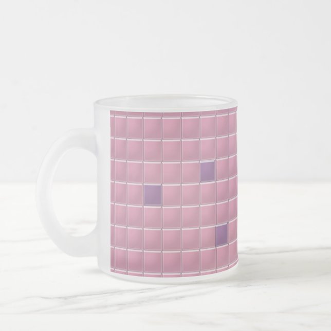 Taza De Cristal Esmerilado Mug - Mosaico cuadrado rosado (Izquierda)