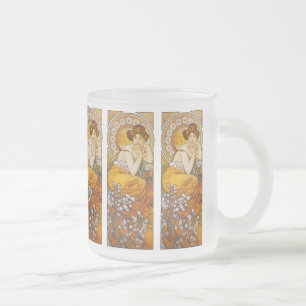 Taza De Cristal Esmerilado Mug: Mucha - Art Nouveau - Topaz